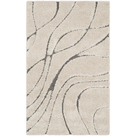 Safavieh 3 ft.3 in. x 5 ft.3 in. Power Loomed Small Rectangle Shag Rug; Cream & Grey SG471-1180-3